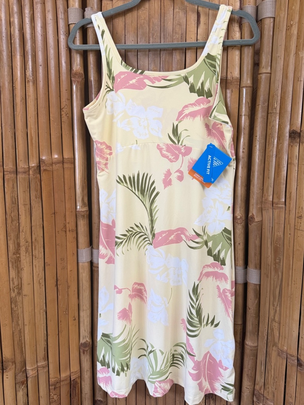Active Fit Yellow Floral Midi Tank Dress Size M. NWT